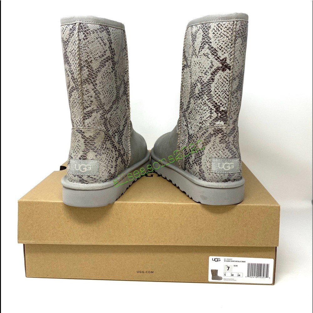 UGG Classic Short Metallic Shake Grey Women Boots - Picture 8 of 9